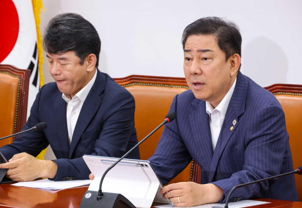 원내 대책 발언하는 김병기 원내대표(사진=연합뉴스)