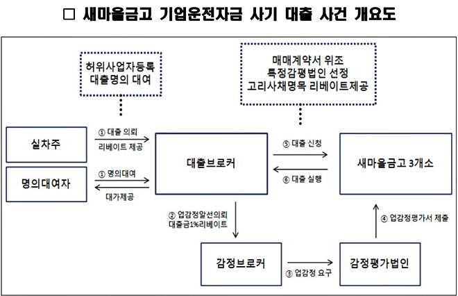 새마을금고 기업운전자금 사기대출 사건 개요도.(제공=대구경찰청)