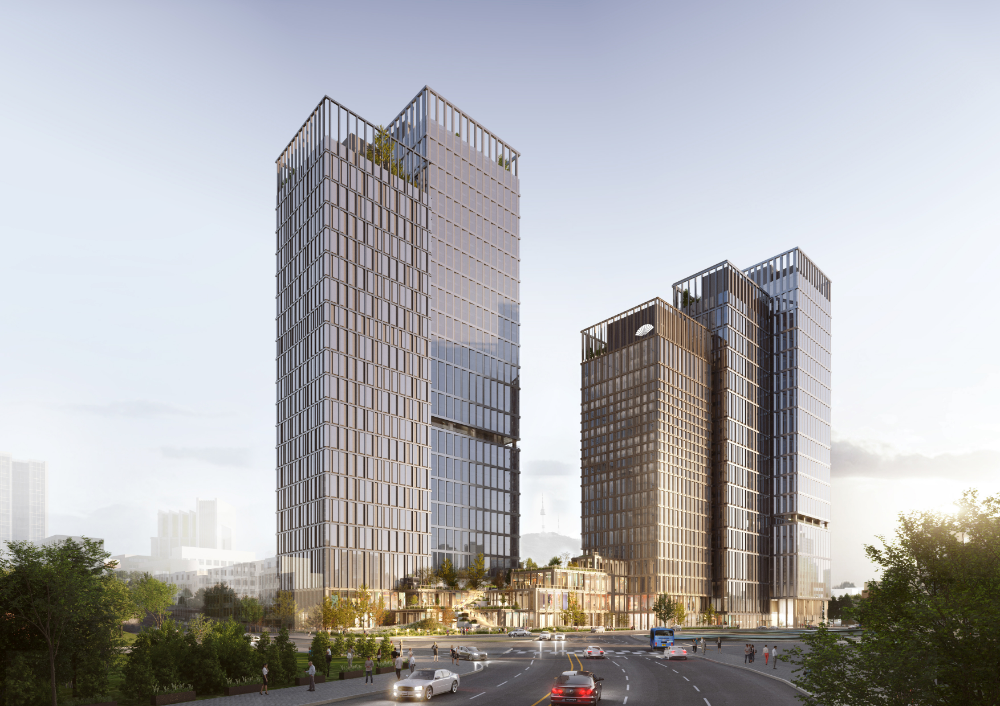 서울역 북부역세권 복합개발 조감도 (우측에서 세번째 ‘만다린 오리엔탈 서울’).(사진=한화)