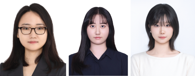 (왼쪽부터) 성신여대 화학·에너지융합학부 박소현 교수, 박지우, 임은지 연구원(현 성신여대 일반대학원 화학과 석사과정 신입생). 사진=성신여대