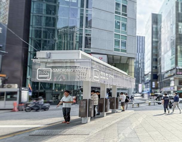 개방형 제연 흡연시설 전경