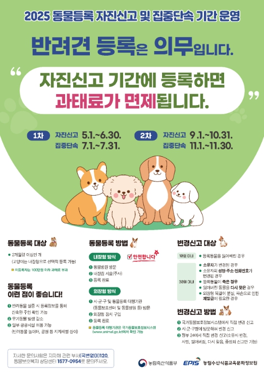 ‘동물등록 자진신고 기간’ 운영