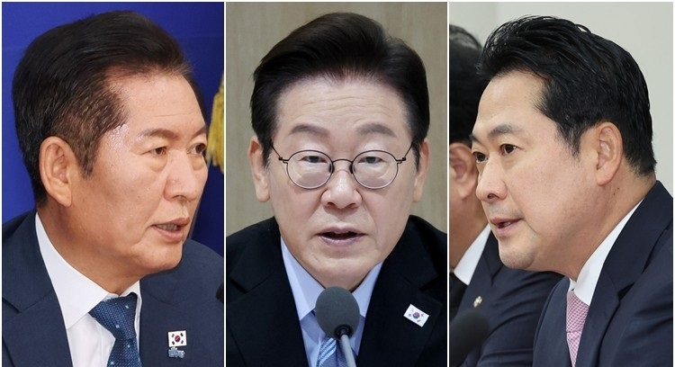 이재명 대통령(가운데)과 여야 대표(사진=연합뉴스)