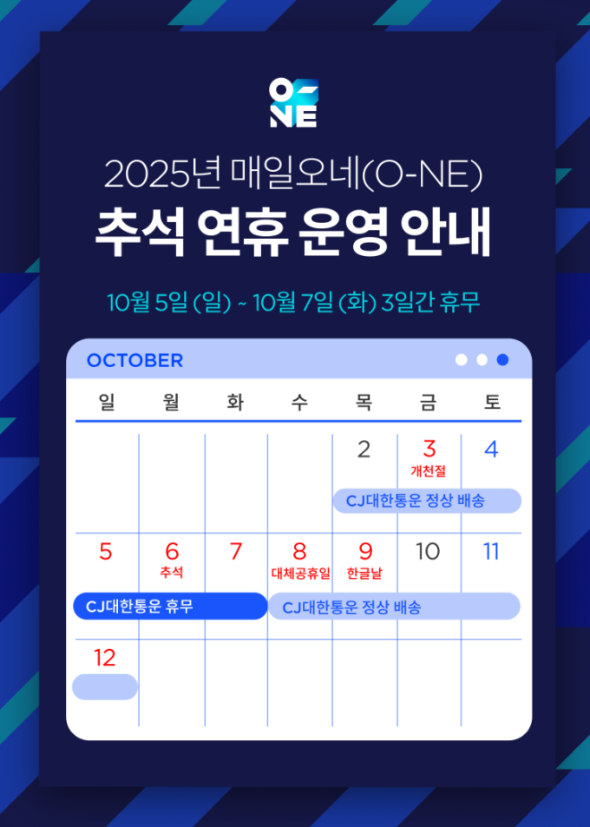 CJ대한통운, 추석 연휴 ‘매일 오네(O-NE)’ 특별수송체제 가동