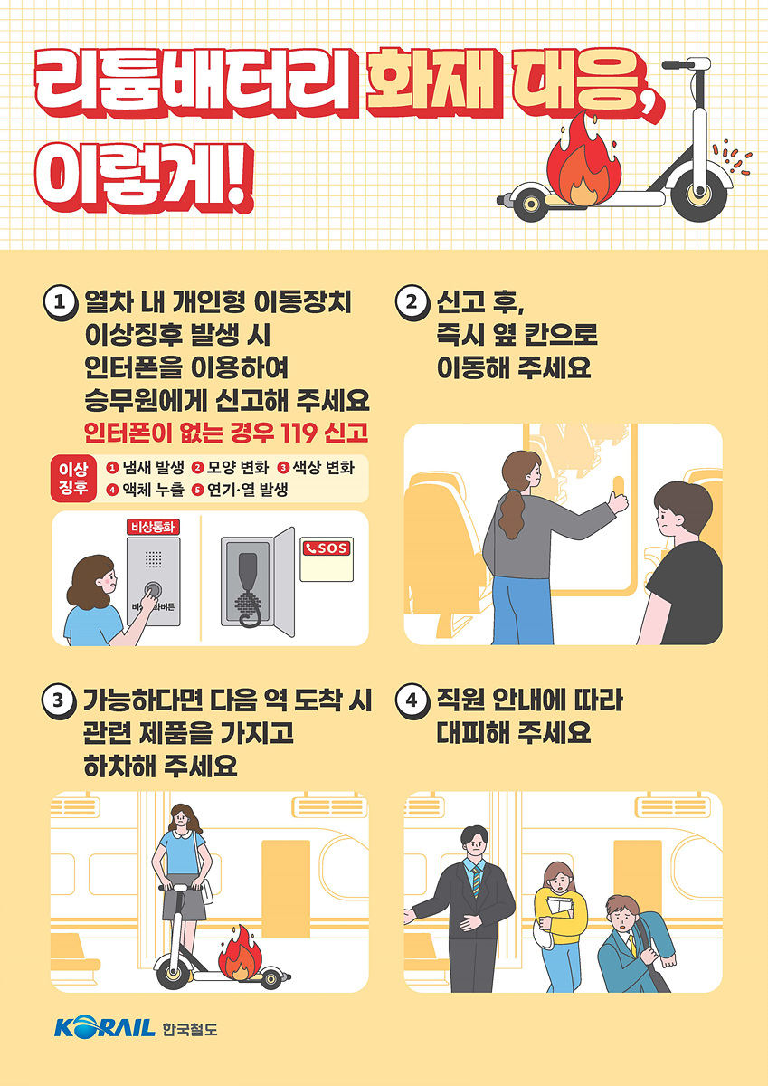 코레일, ‘개인형 이동장치PM’ 화재 대응 및 예방 강화