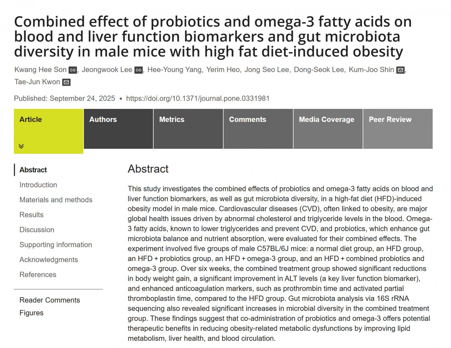 드시모네 포뮬러∙오메가3, 병용 섭취 시 대사 개선 가능성 밝혀져
