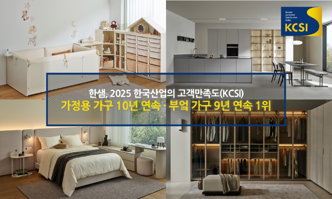 한샘이 ‘2025 한국산업의 고객만족도(KCSI)’서 가정용 가구 10년 연속·부엌 가구 9년 연속 1위를 차지했다.(사진=한샘)