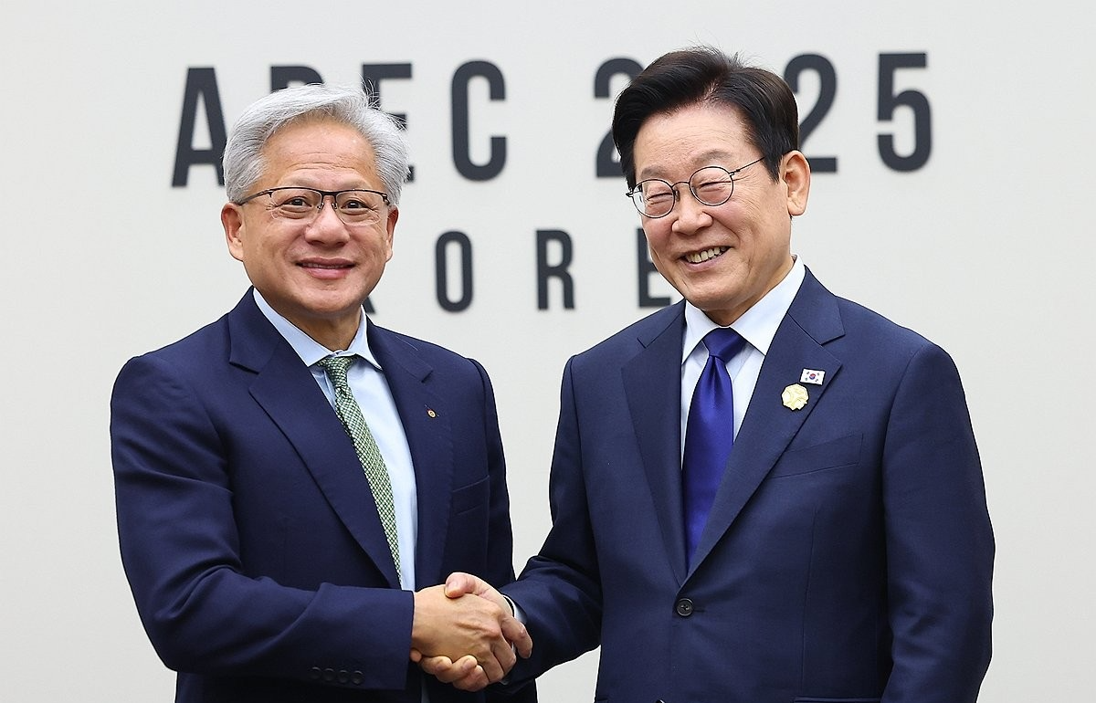 이재명 대통령, 젠슨 황 접견(사진=연합뉴스)