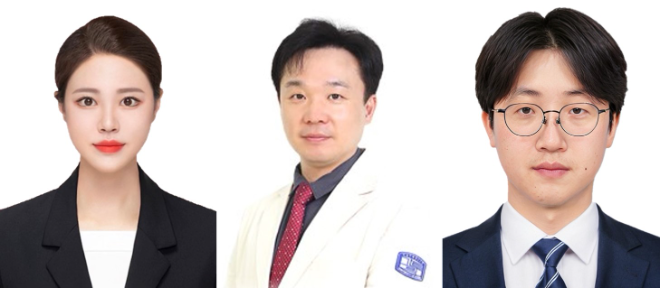 (왼쪽부터) 한국재료연구원 서효정 연구원(제1저자), 가톨릭대학교 서울성모병원 이비인후과 박준욱 교수(교신저자), 고려대 바이오의공학부 정호상 교수(교신저자). 사진=고려대