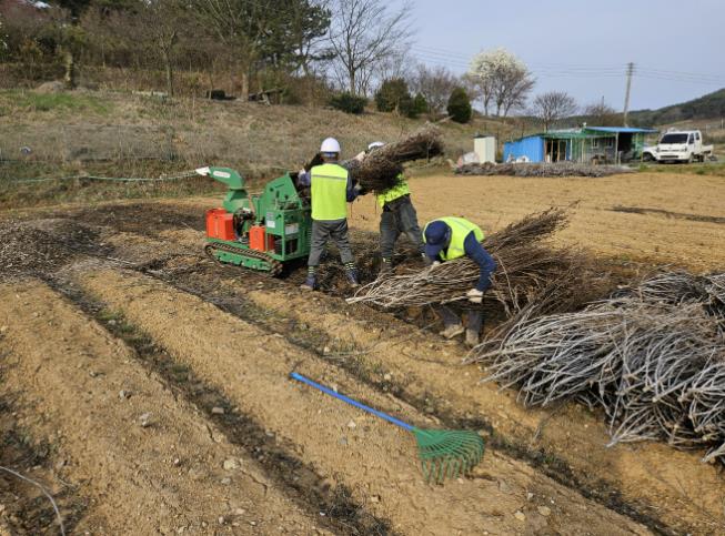 영농부산물 파쇄 모습.