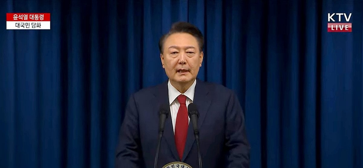 윤석열 대통령, 국회 탄핵 표결 전 대국민 담화(사진=연합뉴스)