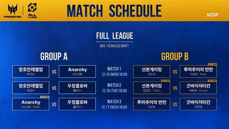 SOOP, '2025 SLL WINTER' 15일 개막... 구 락스 멤버 '왕호만레벨업' 출전