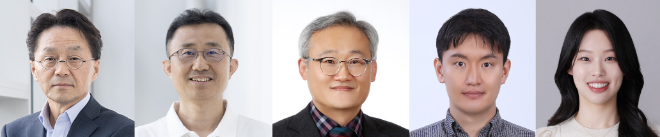 왼쪽부터 이화여대 박중기 교수, 차선신 교수, 경북대 황의욱 교수, 이화여대 정지범 박사, 김명연 대학원생. 사진=이화여대