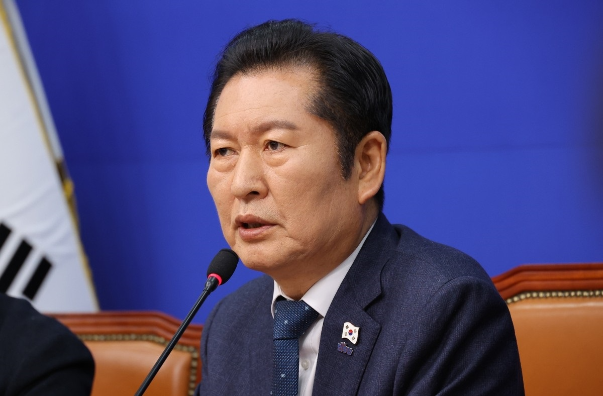 민주당 정청래 대표, 최고위원회의 발언(사진=연합뉴스)