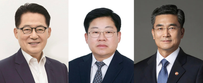 사진 왼쪽부터 박지원 전 국가정보원장, 노은채 전 국정원 기획조정실장, 서욱 전 국방부 장관. (사진=더불어 민주당)