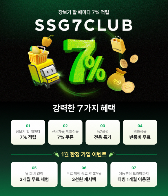 SSG닷컴, 장보기 특화 멤버십 ‘쓱세븐클럽’ 출시