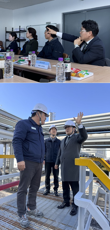 문행용 세관장(우측 첫번째)이 관련 사항을 보고 받고 있다. 문 세관장이 현장을 시찰하고 있다.(사진제공=용당세관)