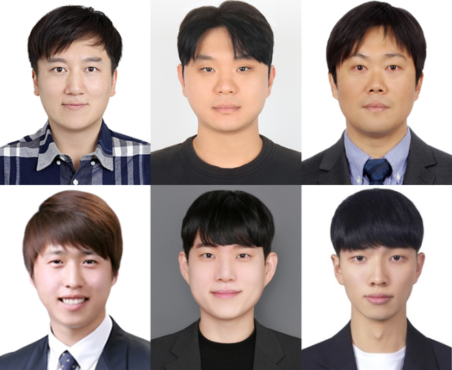 (왼쪽 위부터) 성균관대 윤정호 교수, 소근호 박사과정생, 인천대 김경태 교수, 구승회 박사, 한국과학기술연구원 허성훈 박사, 윤병진 석박통합과정생. 사진=성균관대