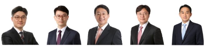 (왼쪽부터) 고일광, 전기철, 송길대, 박성호, 이원호 변호사. 사진=바른