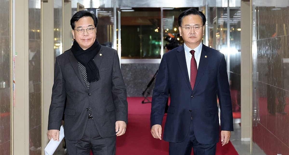 의장실 향하는 송언석·유상범(사진=연합뉴스)