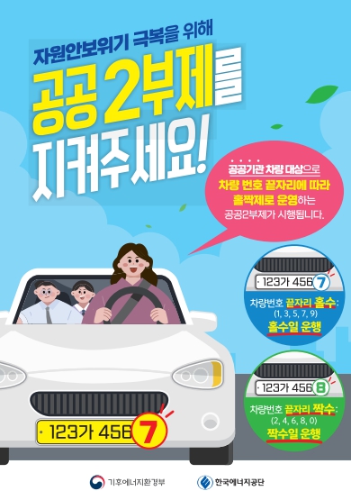 에너지 위기 극복 위해공공부문 차량 부제 강화 시행