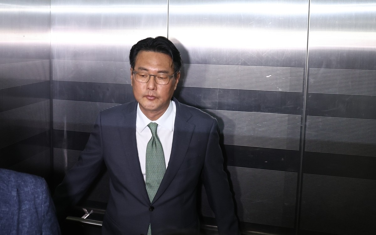 순직해병 특검 사무실 향하는 김태효(사진=연합뉴스)