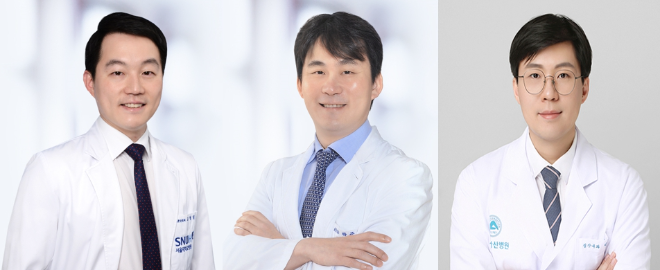 (왼쪽부터) 서울대병원 혈액종양내과 고영일 교수·순환기내과 박준빈 교수, 서울아산병원 심장내과 박찬순 교수