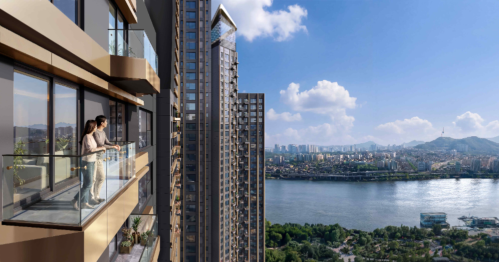 래미안 일루체라 세대 발코니에서 바라본 한강조망.(사진=삼성물산)