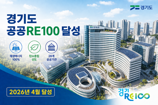 경기도, 공공부문 전력 100% 넘어 ‘RE101’ 조기 달성 / 경기도