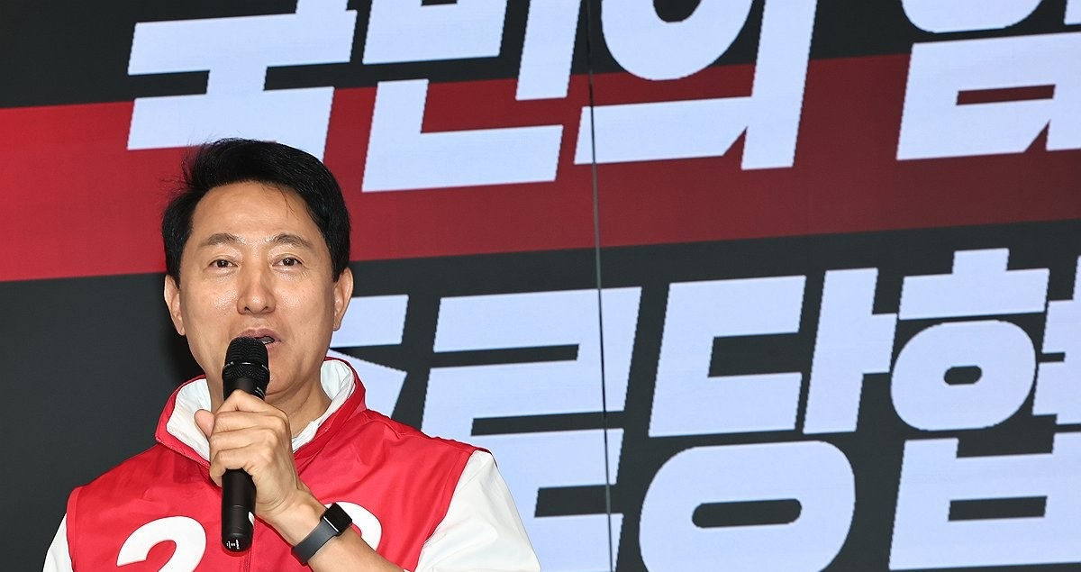발언하는 오세훈 후보(사진=연합뉴스)