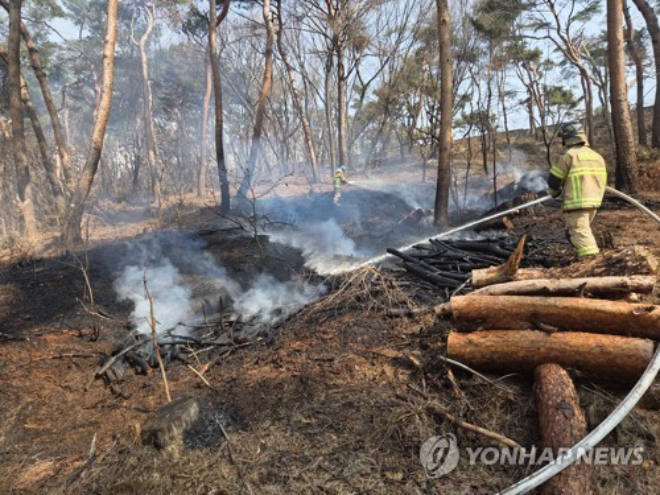 수원 팔달산 화재.(사진=경기도소방재난본부)