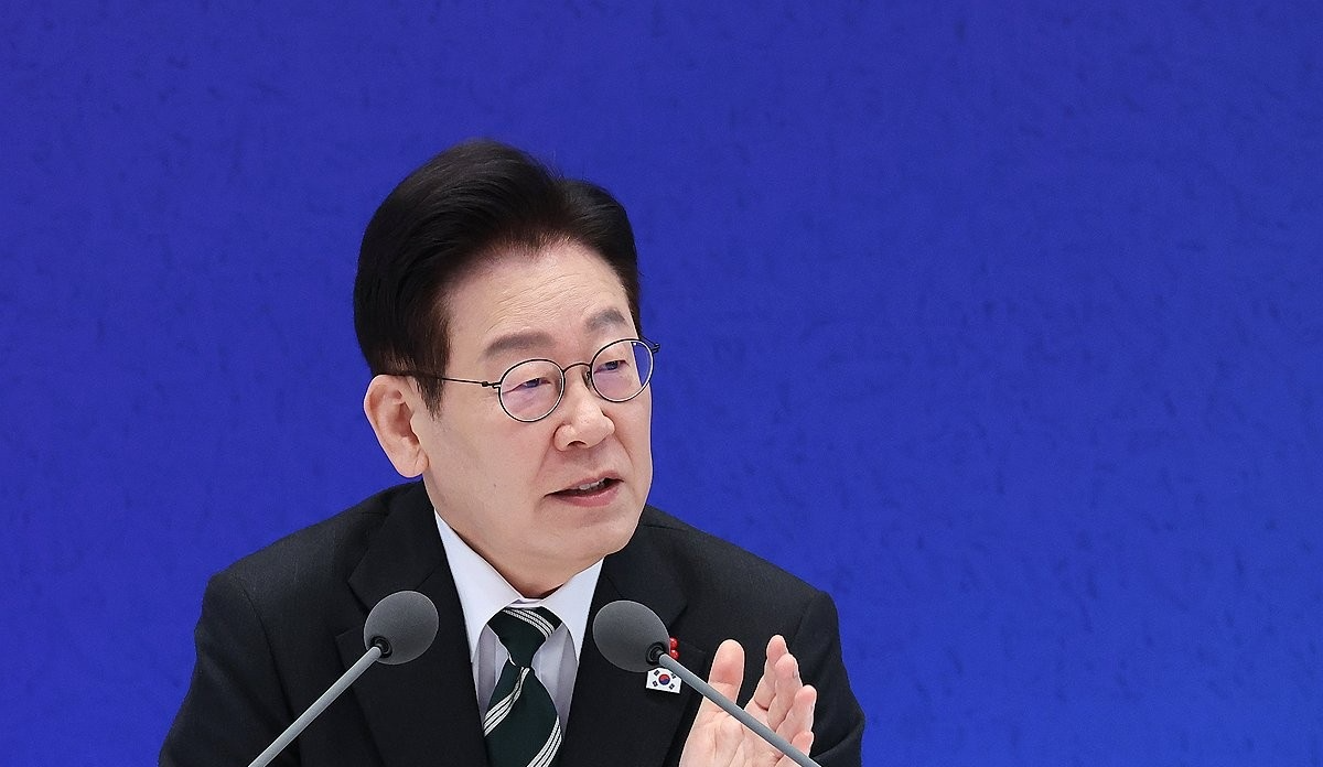 이재명 대통령의 신년기자회견 모습(사진=연합뉴스)