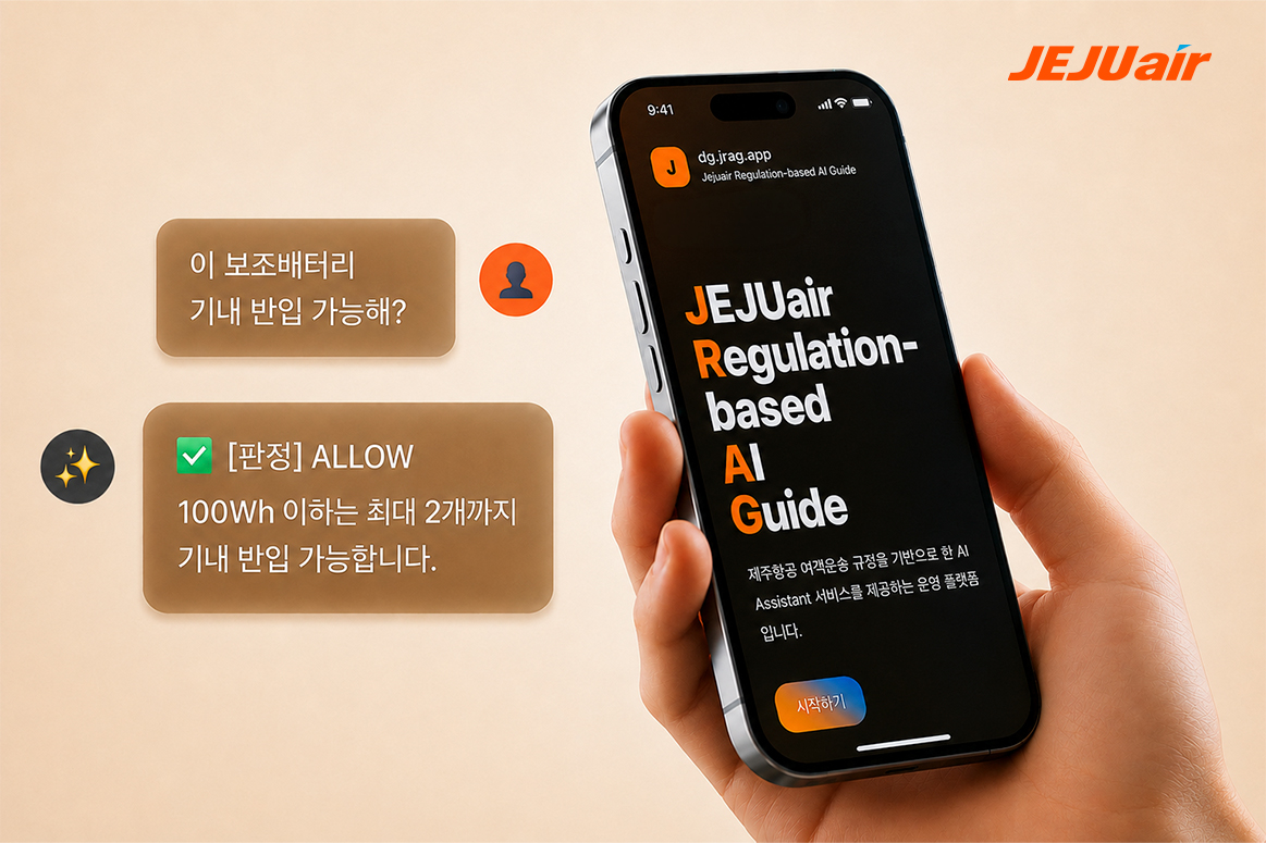 AI 기반 위험물 안내 프로그램 ‘JRAG(JEJUair Regulation-based AI Guide)’ 이미지.(사진=제주항공)