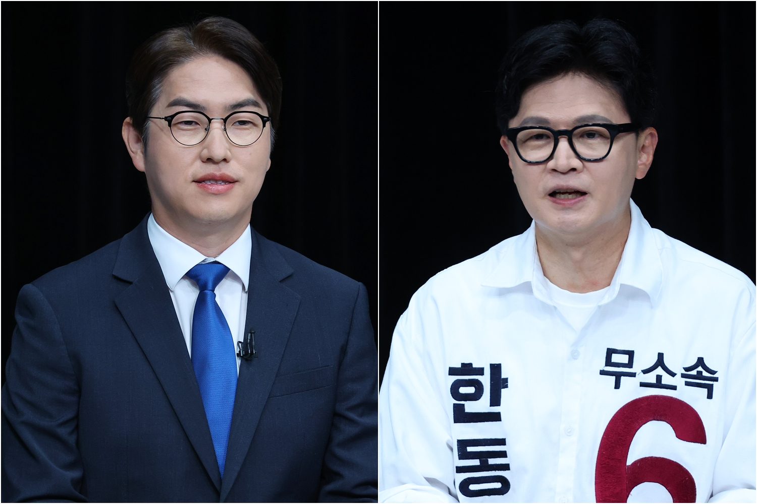 왼쪽부터 하정우, 한동훈 부산 북갑 보궐 후보. 사진=연합뉴스