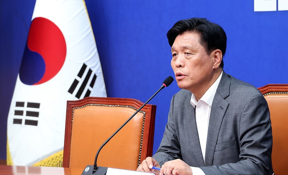 민주당 조승래 사무총장 기자 간담회(사진=연합뉴스)