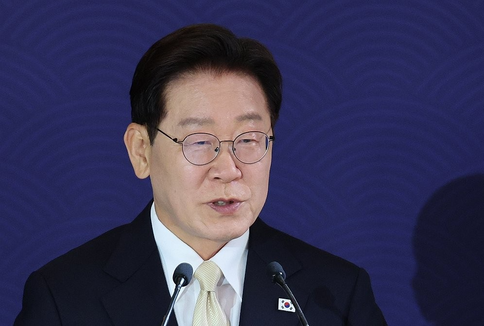 벨기에 동포간담회서 인사말 하는 이재명 대통령(사진=연합뉴스)