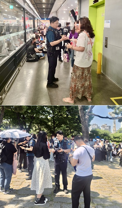 부산아시아드 주경기장에서 열린 BTS공연 암표매매 단속 현장.(사진제공=부산경찰청)