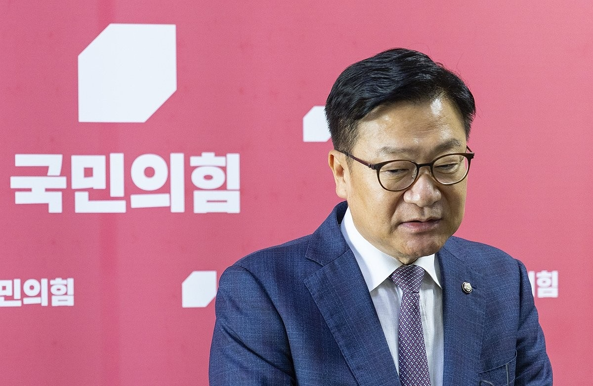 권성동 의원직 상실형 확정에 입장 밝히는 국민의힘 정점식 원내대표(사진=연합뉴스)