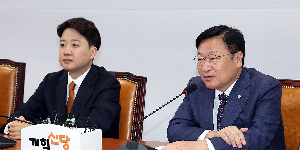 개혁신당 찾아 발언하는 정점식 원내대표(사진=연합뉴스)