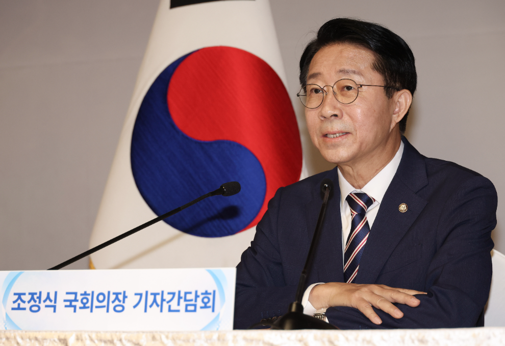 취임 첫 기자간담회 나선 조정식 국회의장(사진=연합뉴스)