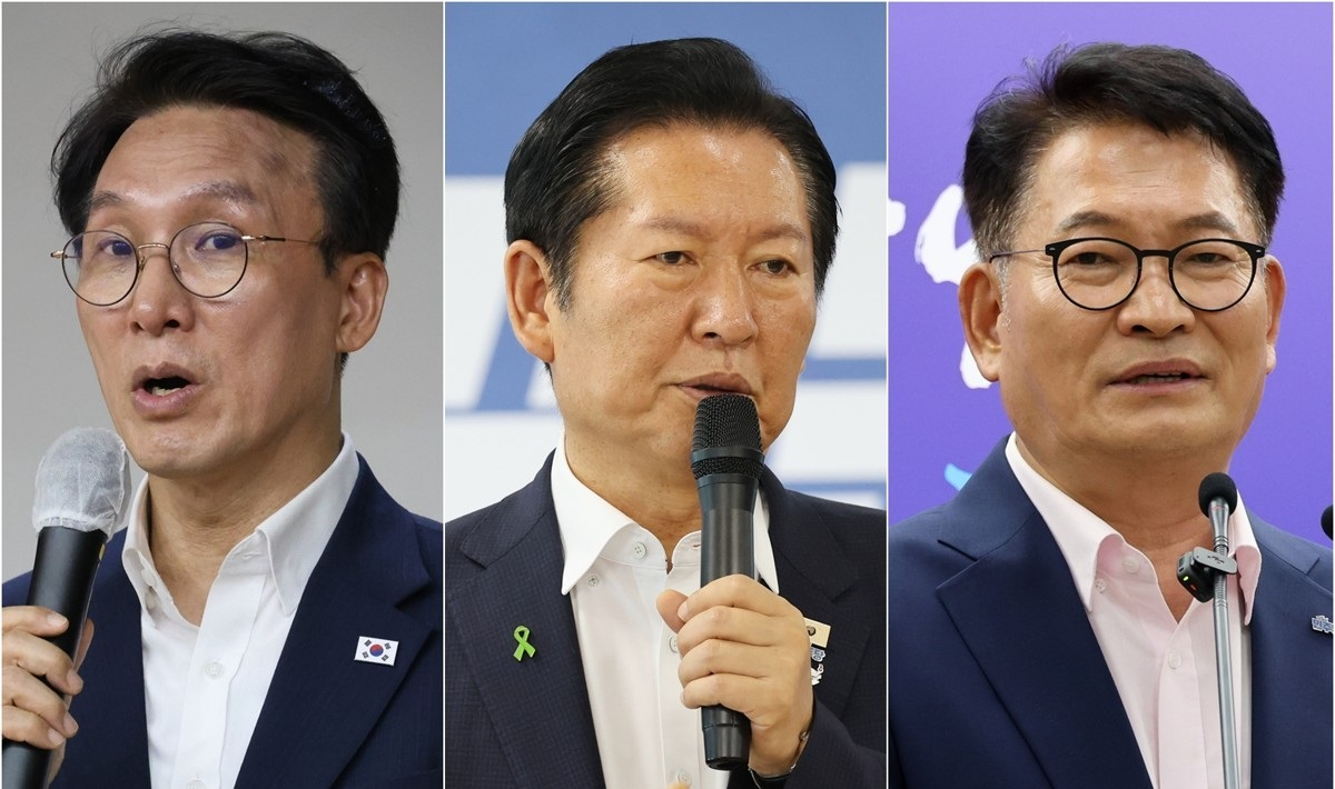김민석·정청래·송영길 더불어민주당 당 대표 후보(사진=연합뉴스)