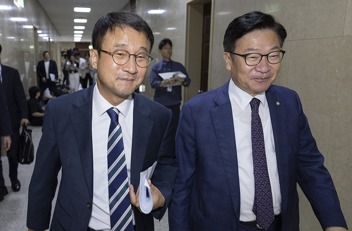 선거관리위 특검법 협의 나선 여야 원내대표(사진=연합뉴스)