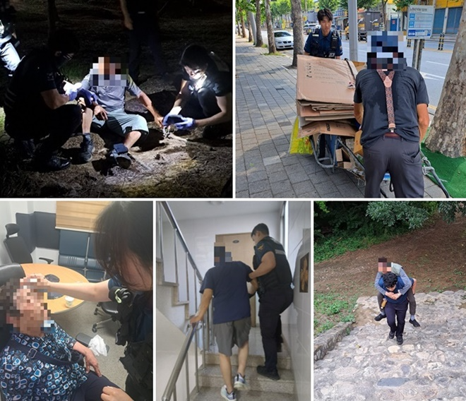 지역경찰관들의 시민들 구조모습.(사진제공=대구경찰청)