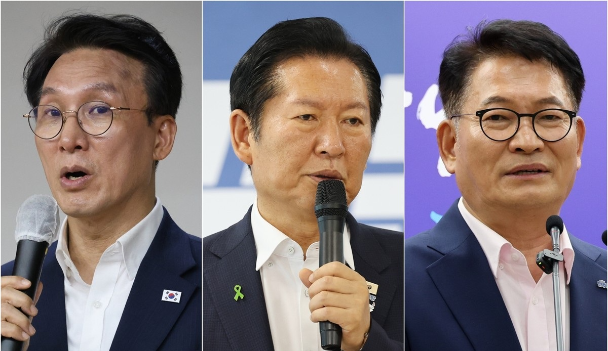 김민석·정청래·송영길 더불어민주당 당 대표 후보(사진=연합뉴스)