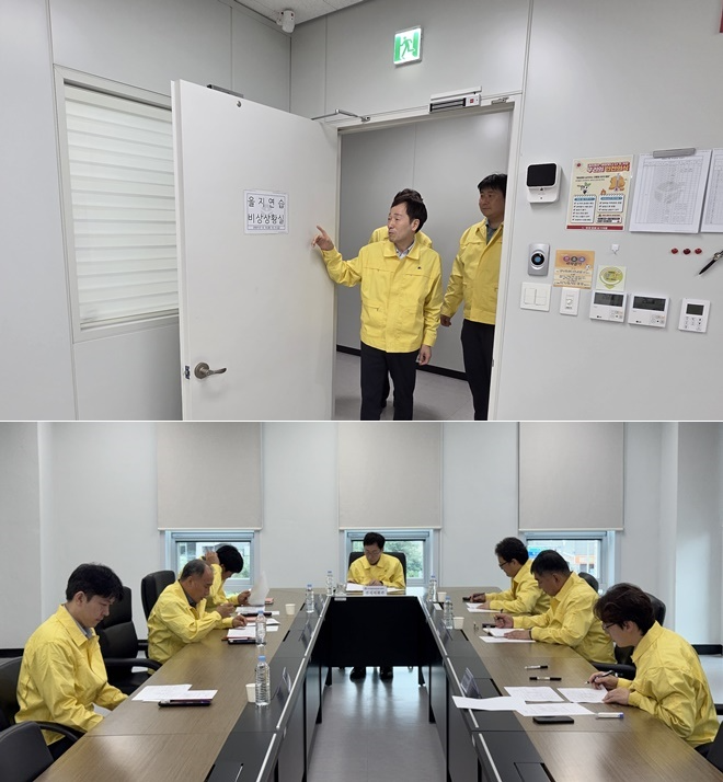 최영승 이사장이 을지훈련을 점검하고 사이버 대응 도상훈련을 주재하고 있다.(사진제공=한국법무보호복지공단)