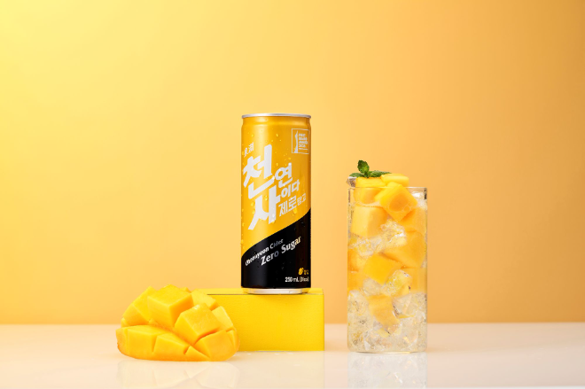 천연사이다 제로 망고 250ml 캔 출시 이미지.(사진=일화)