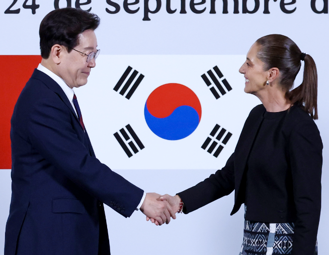 공동언론발표 마친 한-멕시코 정상.(사진=연합뉴스)