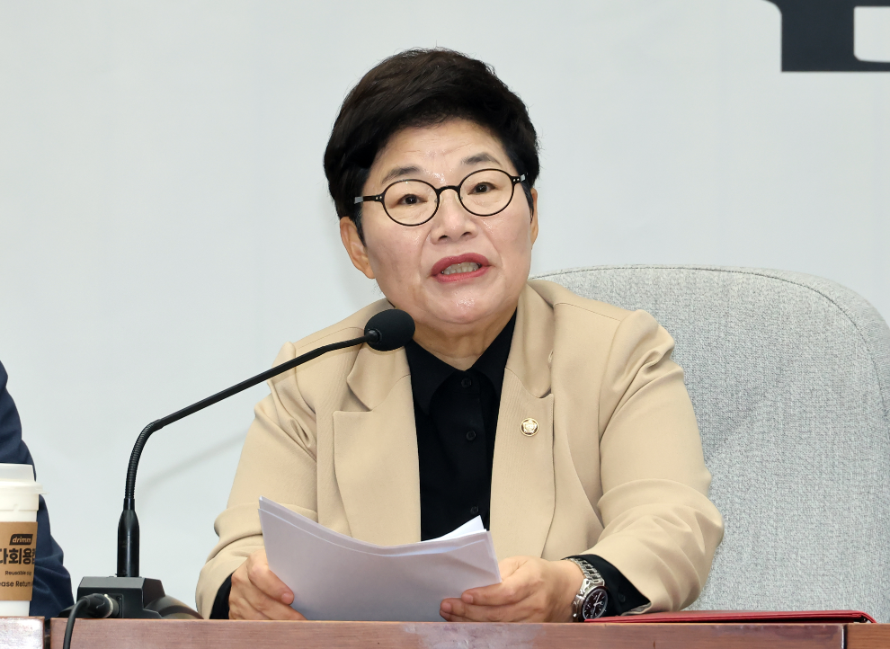 국민의힘 국정감사 대책회의 발언하는 임이자 정책위의장(사진=연합뉴스)
