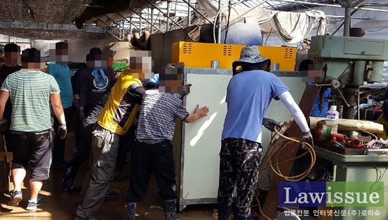 사회봉사명령 대상자들이 태풍피해 농가 복구작업을 하고 있다.(사진제공=울산준법지원센터)