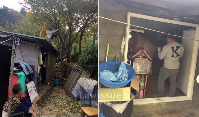 독거노인 가구의 주거환경개선을 하고 있다.